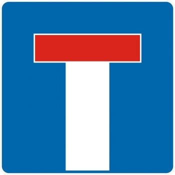 Znak drogowy informacyjny Znak D-4a droga bez przejazdu ślepa uliczka