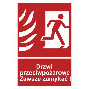 BC054 Drzwi przeciwpożarowe. Zawsze zamykać! prawostronne