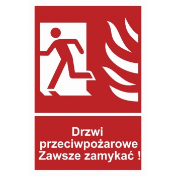 BC055 Drzwi przeciwpożarowe. Zawsze zamykać! lewostronne