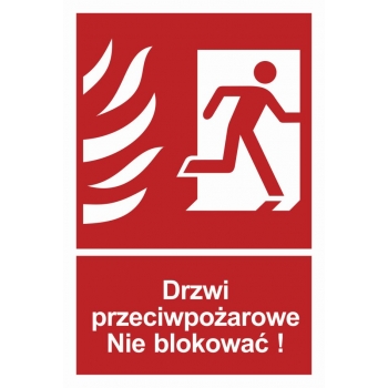 BC056 Drzwi przeciwpożarowe. Nie blokować! prawostronne