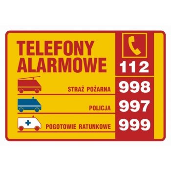 DA003 Tabliczka telefonów alarmowych