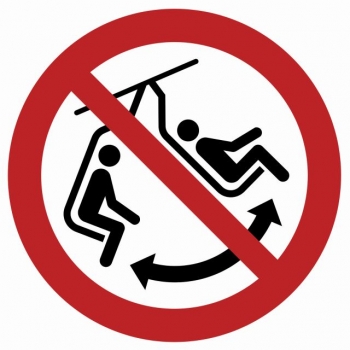 Znak Zakaz bujania krzesełkiem folia samoprzylepna GA038