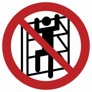 Znak Zakaz wchodzenia na regały folia samoprzylepna GB023