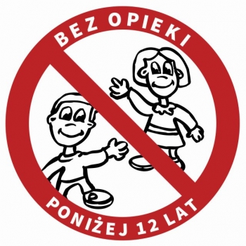 Znak Zakaz pozostawiania bez opieki dzieci poniżej 12 lat płyta sztywna PCV GB035