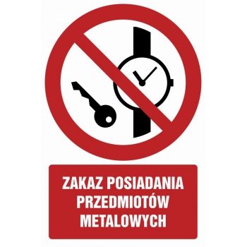 Znak Zakaz posiadania przedmiotów metalowych folia samoprzylepna GC025