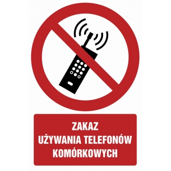 Znak Zakaz używania telefonów komórkowych folia samoprzylepna GC030