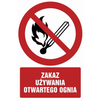 Znak Zakaz używania otwartego ognia folia samoprzylepna GC037