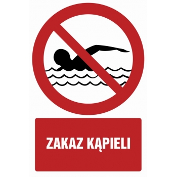 Znak Zakaz kąpieli folia samoprzylepna GC055