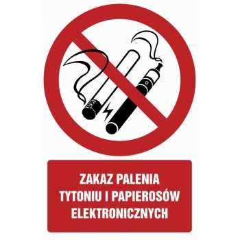 Znak Zakaz palenia tytoniu i papierosów elektronicznych płyta sztywna PCV GC077