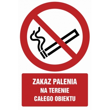 Znak Zakaz palenia na terenie całego obiektu folia samoprzylepna GC086