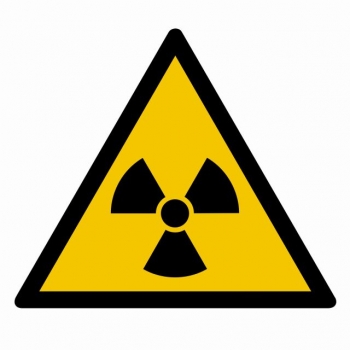 Znak Ostrzeżenie przed materiałem radioaktywnym lub promieniowaniem jonizującym płyta sztywna PCV GD003