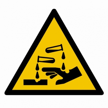 Znak Ostrzeżenie przed substancjami żrącymi folia samoprzylepna GD023