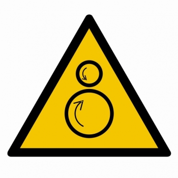 Znak Ostrzeżenie przed ruchomymi rolkami płyta sztywna PCV GD025