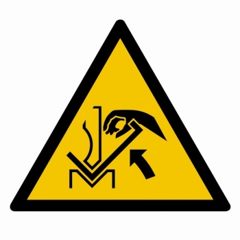 Znak Ostrzeżenie przed zgnieceniem dłoni między prasą i materiałem folia samoprzylepna GD031
