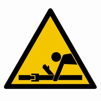 Znak Uwaga ruchome elementy folia samoprzylepna GE017