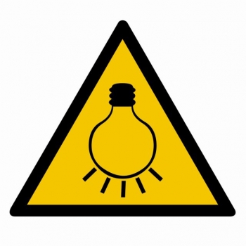 Znak Uwaga mocne światło folia samoprzylepna GE020