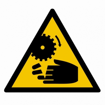Znak Ostrzeżenie przed możliwością obcięcia palców przez wirujące elementy płyta sztywna PCV GE021