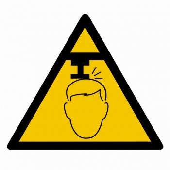 Znak Ostrzeżenie przed niebezpieczeństwem urazu głowy folia samoprzylepna GE025
