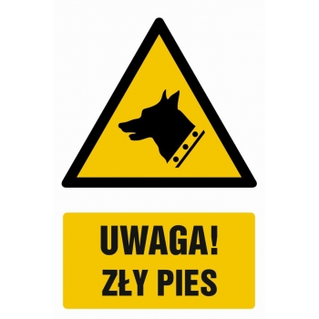 Znak Uwaga - zły pies! folia samoprzylepna GF015