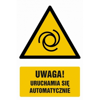 Znak Uwaga! Uruchamia się automatycznie płyta sztywna PCV GF034