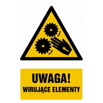 Znak Uwaga wirujące elementy folia samoprzylepna GF038