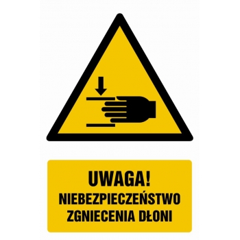 Znak Uwaga! Niebezpieczeństwo zgniecenia dłoni płyta sztywna PCV GF039