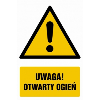 Znak Uwaga otwarty ogień płyta sztywna PCV GF043