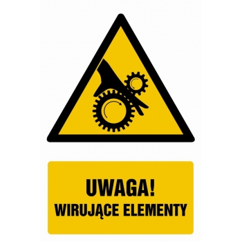 Znak Uwaga wirujące elementy folia samoprzylepna GF056