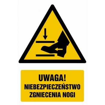 Znak Uwaga! Niebezpieczeństwo zgniecenia nogi płyta sztywna PCV GF065