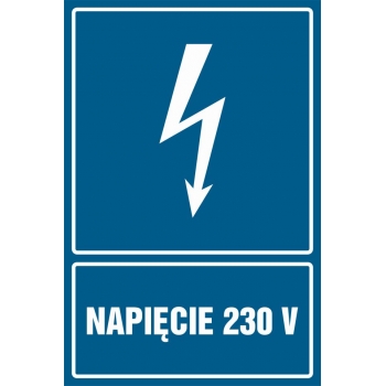 Znak Napięcie 230 V płyta sztywna PCV HG008