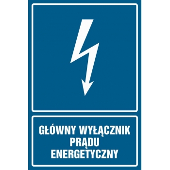 Znak Główny wyłącznik energetyczny prądu folia samoprzylepna HG015