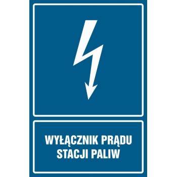 Znak Wyłącznik prądu stacji paliw folia samoprzylepna HG020