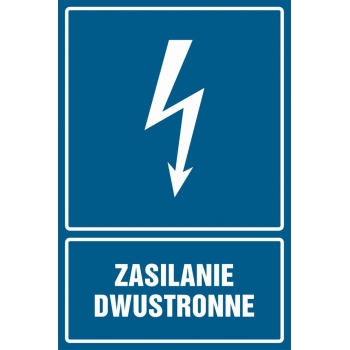 Znak Zasilanie dwustronne folia samoprzylepna HG030