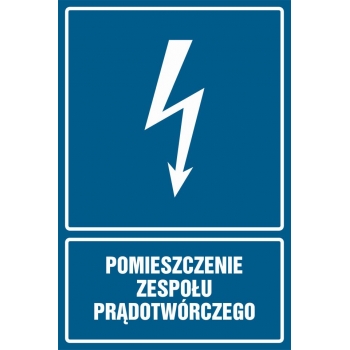 Znak Pomieszczenie zespołu prądotwórczego folia samoprzylepna HG035