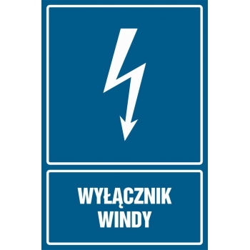 Znak Wyłącznik windy folia samoprzylepna HG037