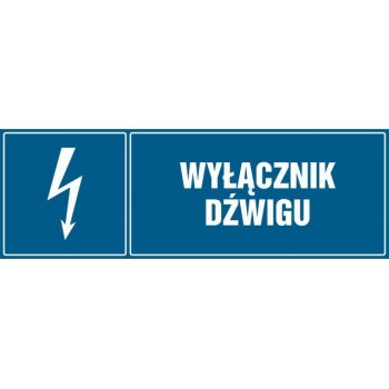 Znak Wyłącznik dźwigu folia samoprzylepna HH025