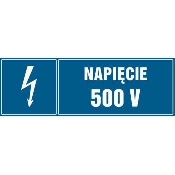 Znak Napięcie 500 V płyta sztywna PCV HI002