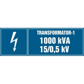 Znak Transformator-1 1000 kVA 15/0.5 kV folia samoprzylepna HI003
