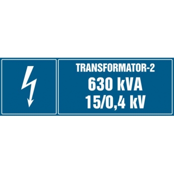 Znak Transformator-2 630 kVA 15/0.4 kV folia samoprzylepna HI004