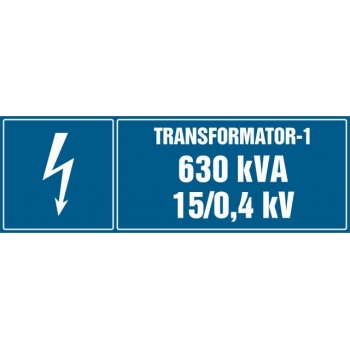 Znak Transformator-1 630 kVA 15/0.4 kV folia samoprzylepna HI005