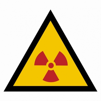 Znak Ostrzeżenie przed substancjami promieniotwórczymi folia samoprzylepna JA005