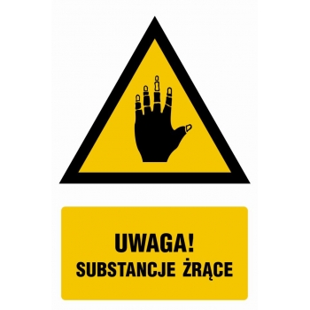 Znak Ostrzeżenie przed substancjami żrącymi płyta sztywna PCV JA010