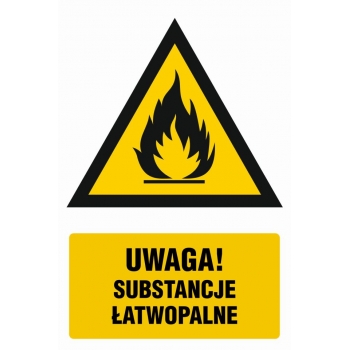 Znak Uwaga! Substancje łatwopalne płyta sztywna PCV JA011