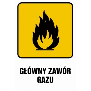 Znak Główny zawór gazu folia samoprzylepna JD002