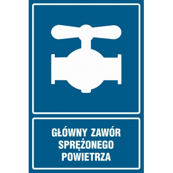 Znak Główny zawór sprężonego powietrza folia samoprzylepna JD040