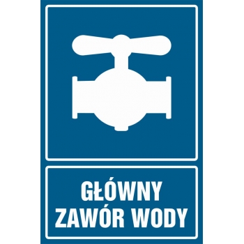 Znak Główny zawór wody folia samoprzylepna JD043