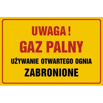 Znak Uwaga! Gaz palny. Używanie otwartego ognia zabronione płyta sztywna PCV JD045