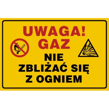 Znak Uwaga! Gaz. Nie zbliżać się z ogniem płyta sztywna PCV JD050