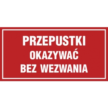 JE007 Przepustki okazać bez wezwania płyta sztywna PCV