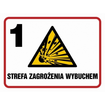 Znak Strefa zagrożenia wybuchem 1 folia samoprzylepna NB009